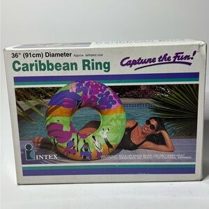 Vintage Intex 36” Caribbean Pool Ring 1992 Factory Sealed Colorful Tribal Design